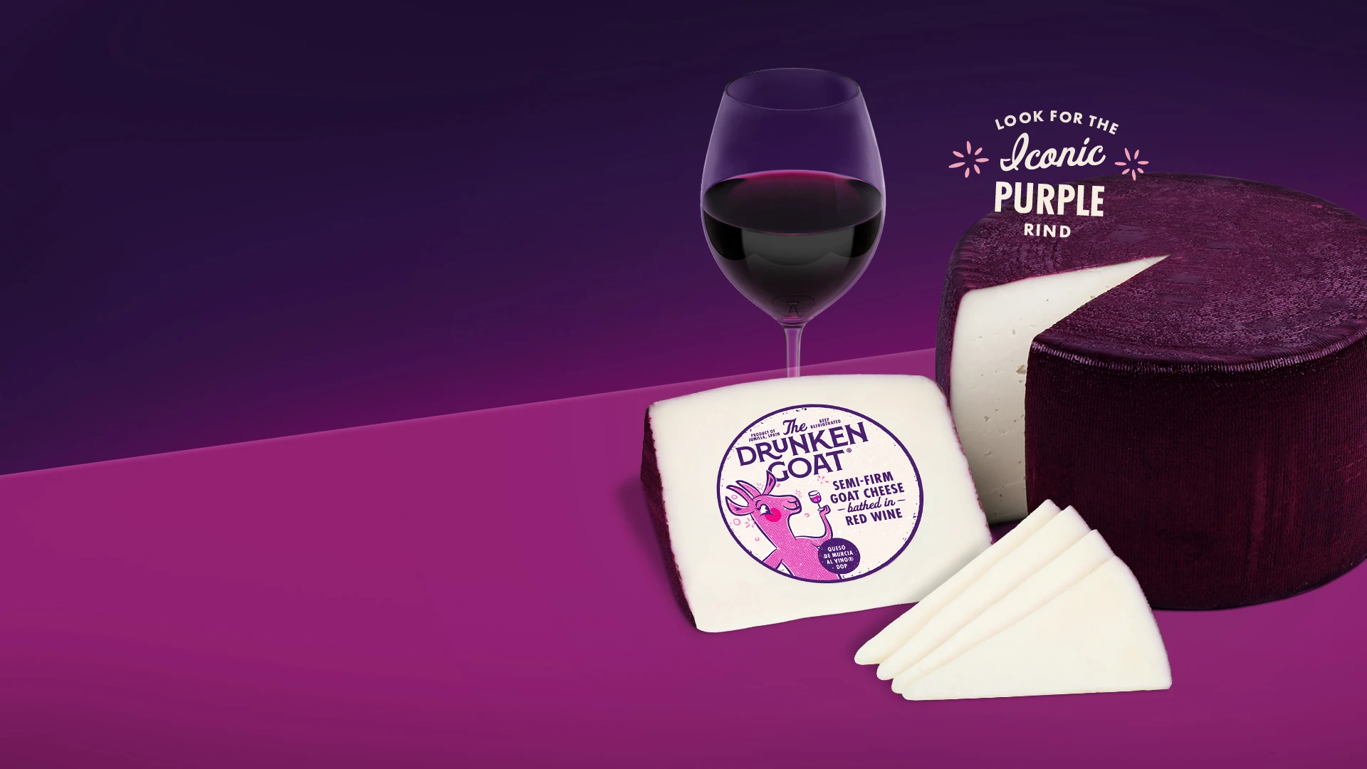 Look for the iconic purple rind of The Drunken Goat cheese at your local grocer!
